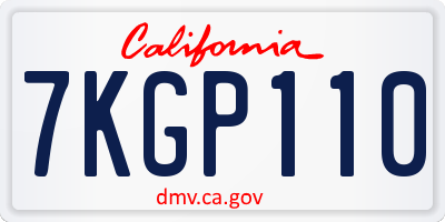 CA license plate 7KGP110