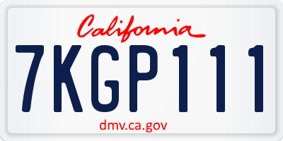 CA license plate 7KGP111