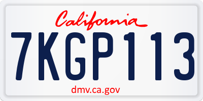 CA license plate 7KGP113