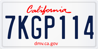 CA license plate 7KGP114