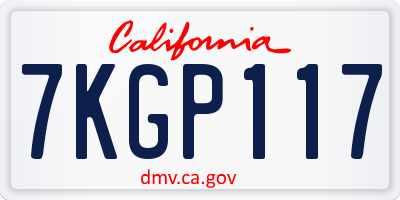 CA license plate 7KGP117