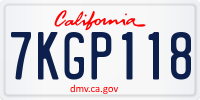 CA license plate 7KGP118