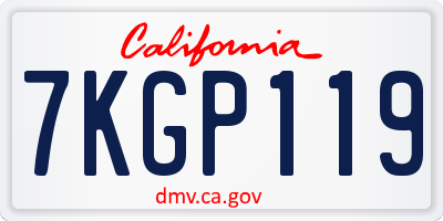 CA license plate 7KGP119