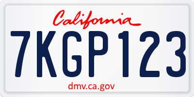 CA license plate 7KGP123