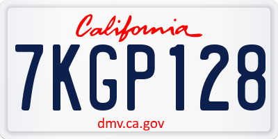 CA license plate 7KGP128