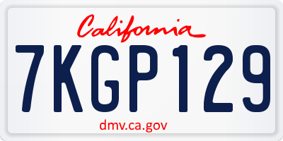 CA license plate 7KGP129