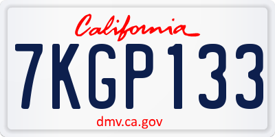 CA license plate 7KGP133