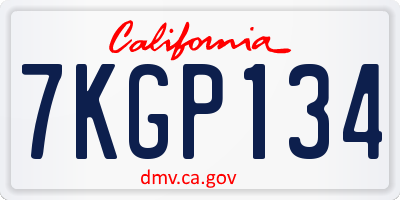 CA license plate 7KGP134