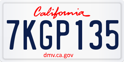 CA license plate 7KGP135
