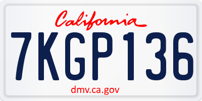 CA license plate 7KGP136