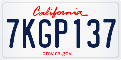 CA license plate 7KGP137