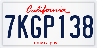 CA license plate 7KGP138