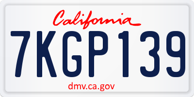 CA license plate 7KGP139