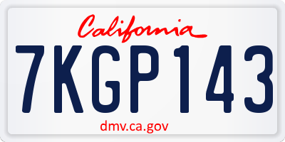 CA license plate 7KGP143