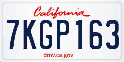 CA license plate 7KGP163