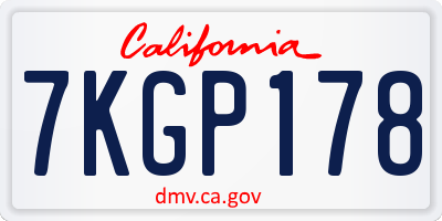 CA license plate 7KGP178