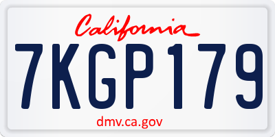 CA license plate 7KGP179