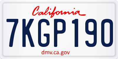 CA license plate 7KGP190