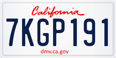 CA license plate 7KGP191