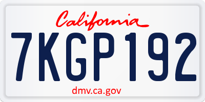 CA license plate 7KGP192