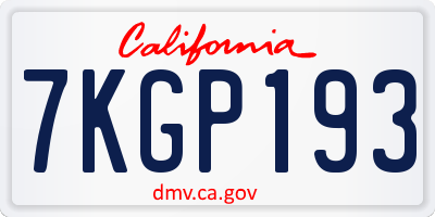 CA license plate 7KGP193