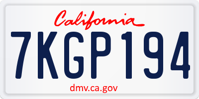 CA license plate 7KGP194