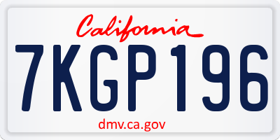 CA license plate 7KGP196