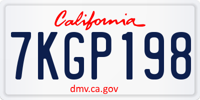 CA license plate 7KGP198