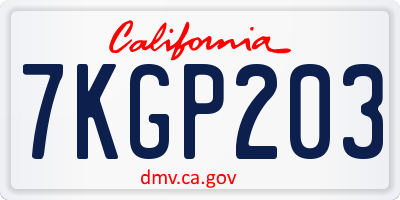 CA license plate 7KGP203