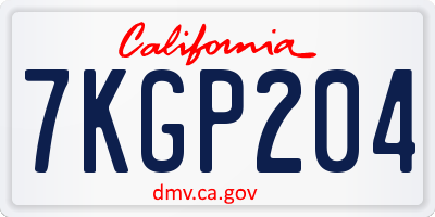 CA license plate 7KGP204
