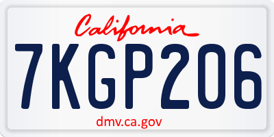 CA license plate 7KGP206