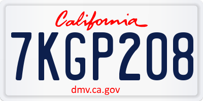 CA license plate 7KGP208