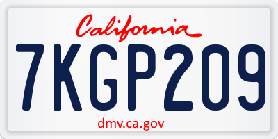 CA license plate 7KGP209