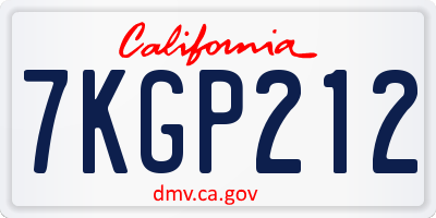 CA license plate 7KGP212
