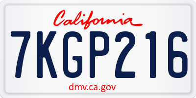 CA license plate 7KGP216