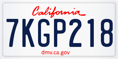 CA license plate 7KGP218