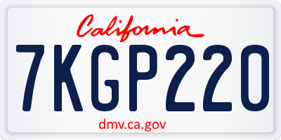 CA license plate 7KGP220