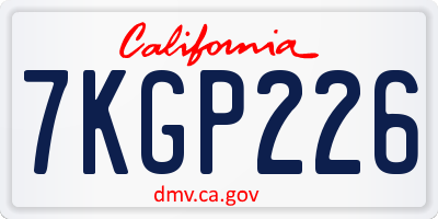 CA license plate 7KGP226