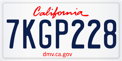 CA license plate 7KGP228