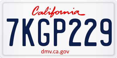 CA license plate 7KGP229
