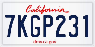CA license plate 7KGP231