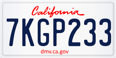 CA license plate 7KGP233