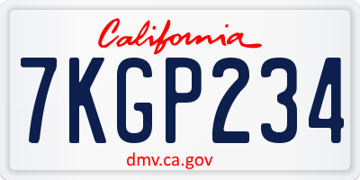 CA license plate 7KGP234