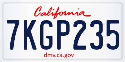 CA license plate 7KGP235