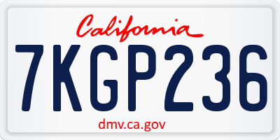 CA license plate 7KGP236