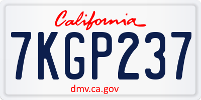 CA license plate 7KGP237