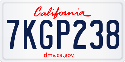 CA license plate 7KGP238