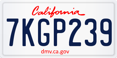 CA license plate 7KGP239
