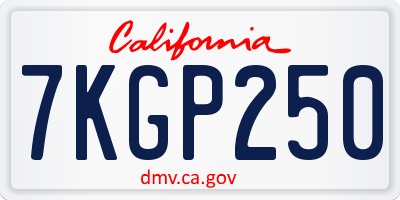 CA license plate 7KGP250