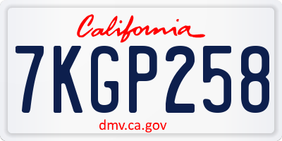 CA license plate 7KGP258